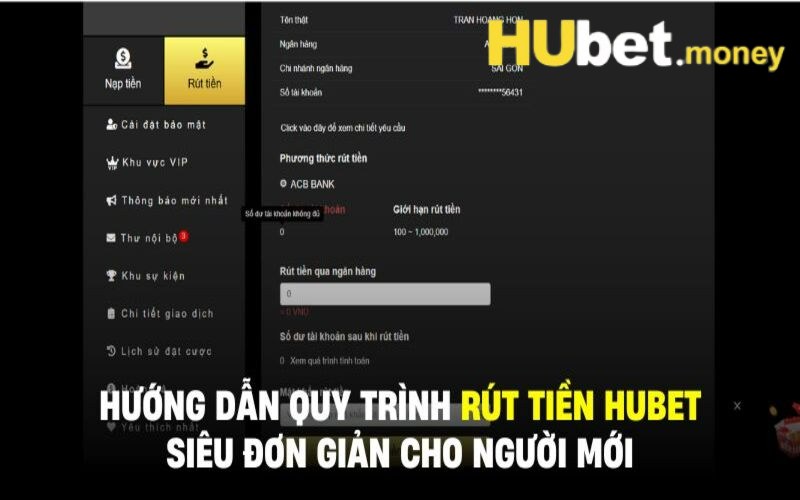 Rút tiền HUbet cực dễ